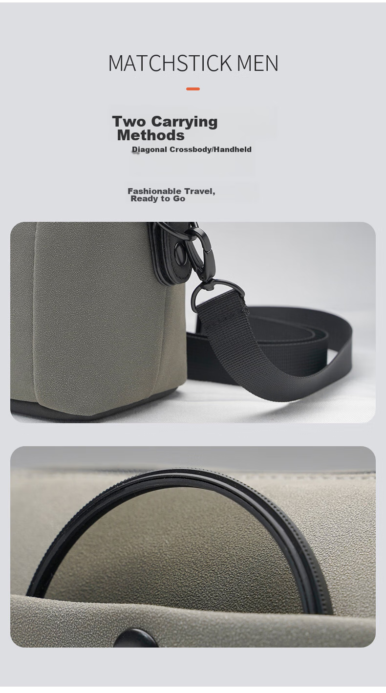 Matchstick Men FC-8812 Mirrorless Camera Bag, Shoulder Photography Bag, Digital Portable Storage Bag, Gray 6