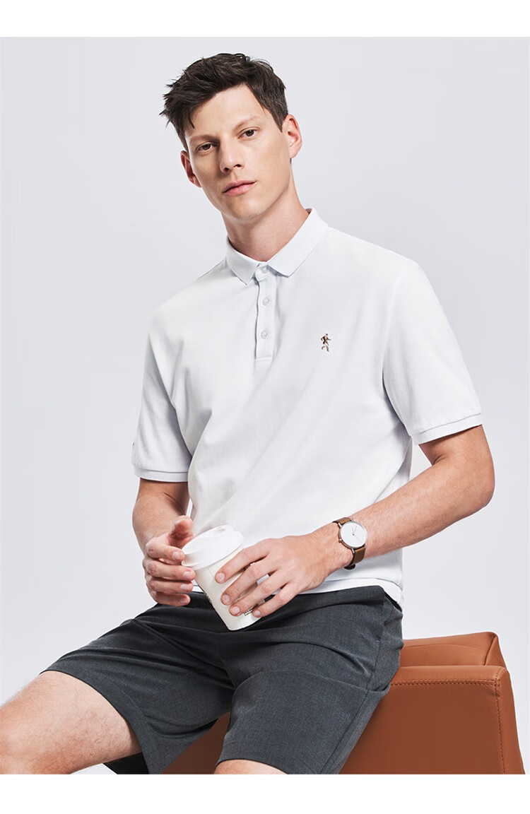 DANCING WOLVES Cotton Short-Sleeve Polo Shirt for Men, Summer Solid Color Comfortable Breathable Business Casual Versatile Short-Sleeve Top for Me 8
