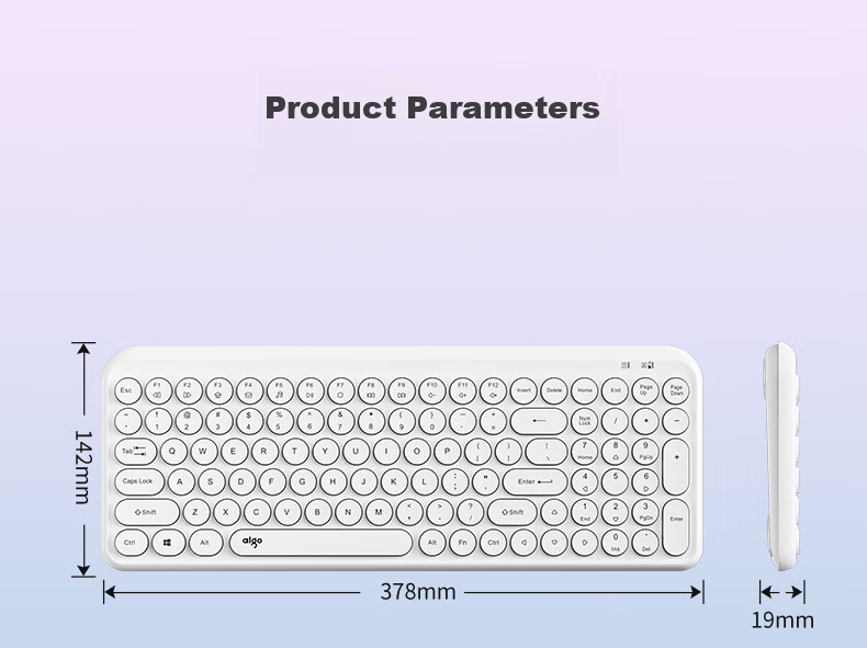 Aigo V610 Blue Quiet Office Business Keyboard, Wireless Bluetooth Connection, Rechargeable Lithium Battery, Compatible with WIN/MAC Dual Systems, Scissor Foot Structure, Full Size 19