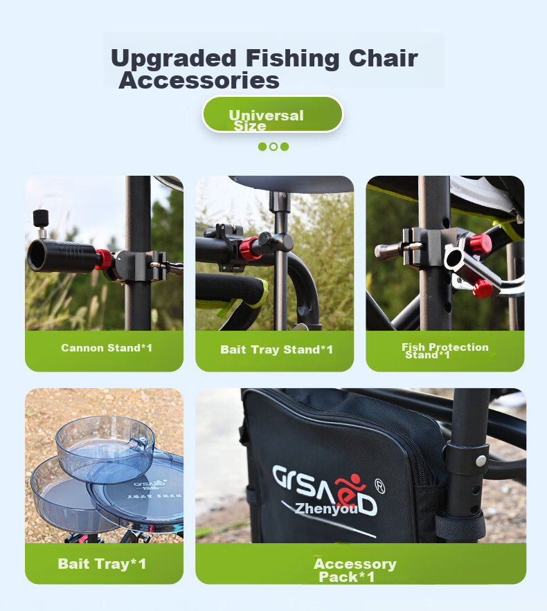 Grsaed Fishing Chair, All-Terrain Metal Knight Chair, Multifunctional Outdoor Folding Chair, Complete Set of Fishing Chairs, Flowing Firefly Aluminum And Magnesium Accessories 11