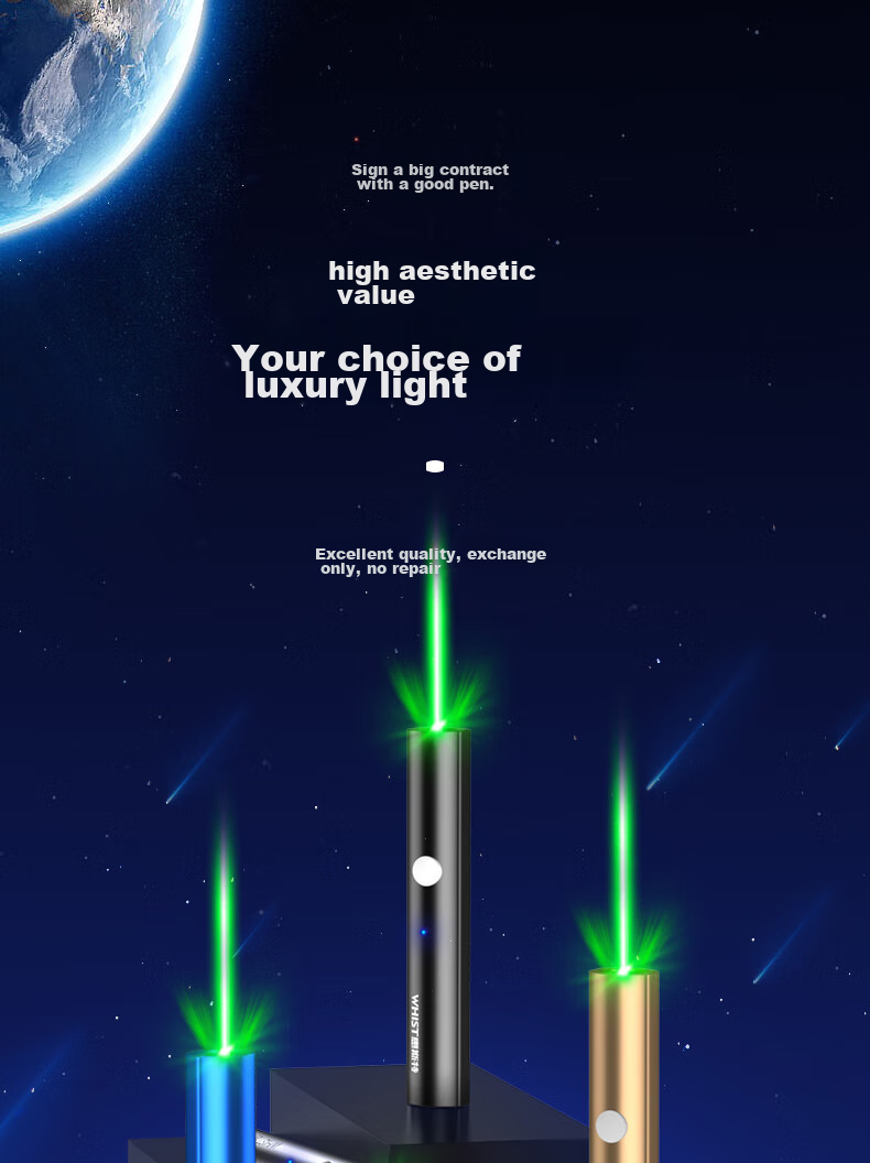 Whist A26 Silver Laser Pointer, Green Light Outdoor Star Pointer, USB Rechargeable High-Power Laser Light, Long-Range Infrared Construction Site Laser Flashlight, Long Battery Life Green Light Pe 1