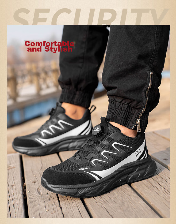 Dinggu Safety Shoes for Men, Lightweight All-Season Anti-Smashing And Puncture-Resistant Steel Toe Work Boots with Smart Buckle JD8071D41 14