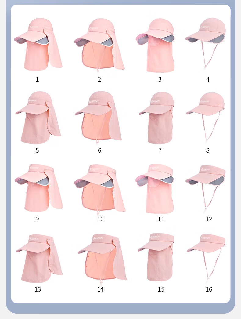 Kenmont Magnetic Face Mask Full-Face Sun Protection Hat for Women, UV-Resistant Neck Guard Quick-Dry Visor Sun Hat Km-3273 4
