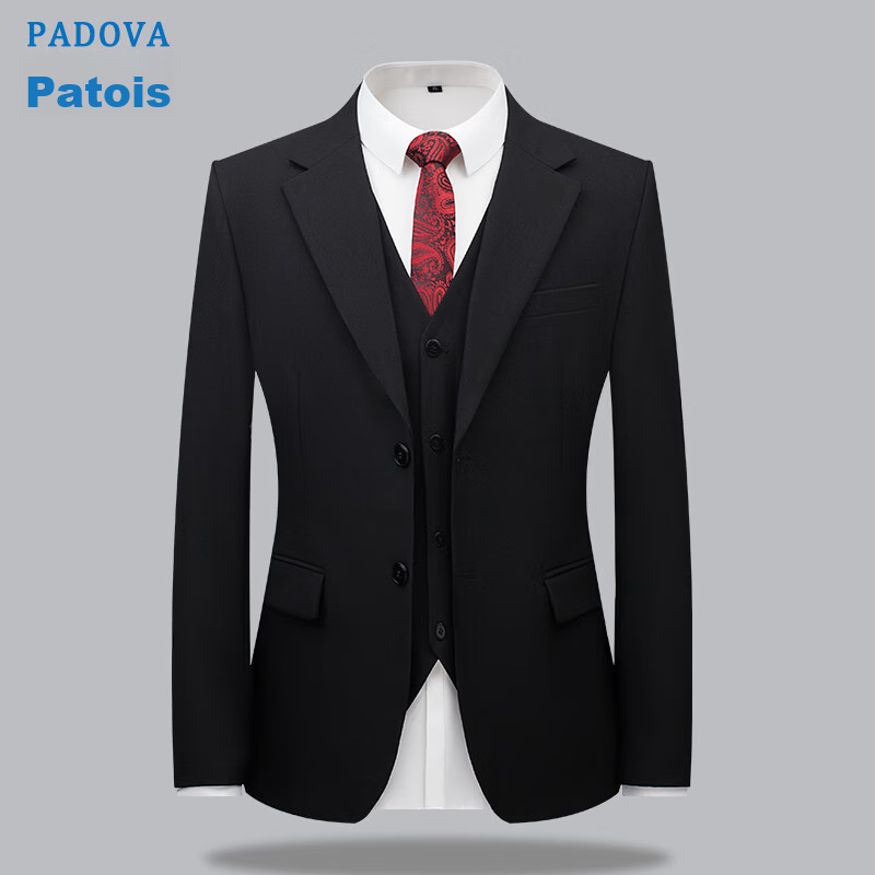 Patuowa Men's Suit, Business Professional Formal Wear, Single Suit for Weddings And Banquets, Slim Fit Dress Suit Jacket, Black, Size S