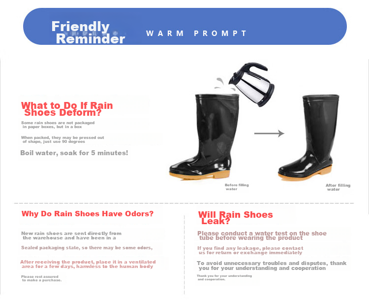 Huili Men's Mid to High-Top Stylish Waterproof Non-Slip Wear-Resistant Rain Boots Rubber Shoes 827 High-Top Size 39 14