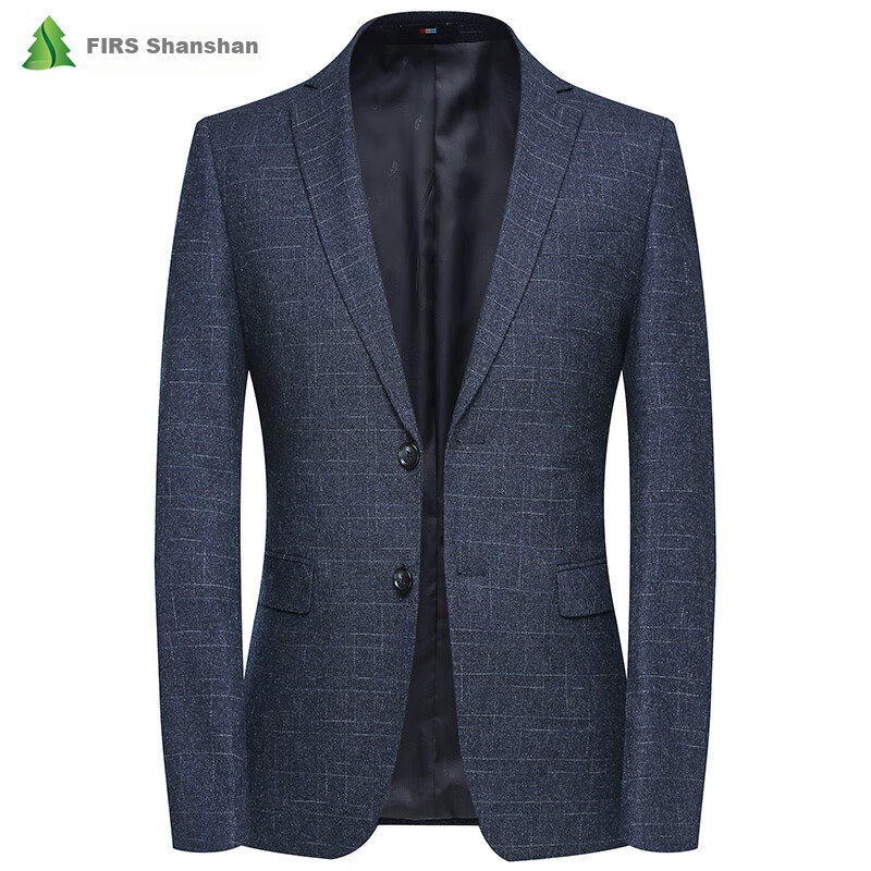 FIRS Men's Suit Jacket for Spring And Autumn, Business Casual Middle-Aged Suit, Single-Breasted Blazer, Formal Work Attire Top, Suit 9823 Gray-Blue, Size 190