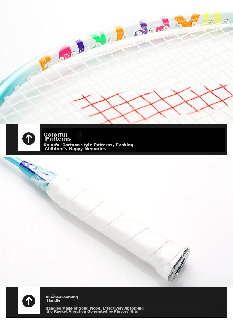 KAWASAKI Badminton Racket Set for Elementary School Students, Children's Durable Iron-Aluminum Composite Double Rackets 535I (Strung) Blue And Pink 4