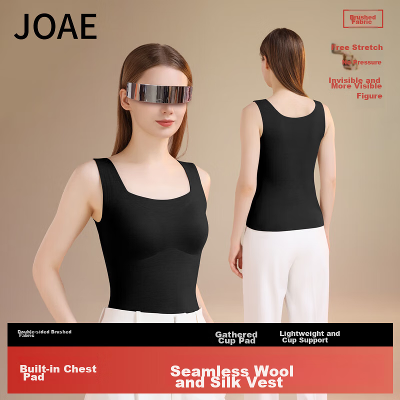 Термо жилет JOAE с бюстгальтером, женский, бесшовный, двойной флисовый, размер L, черный