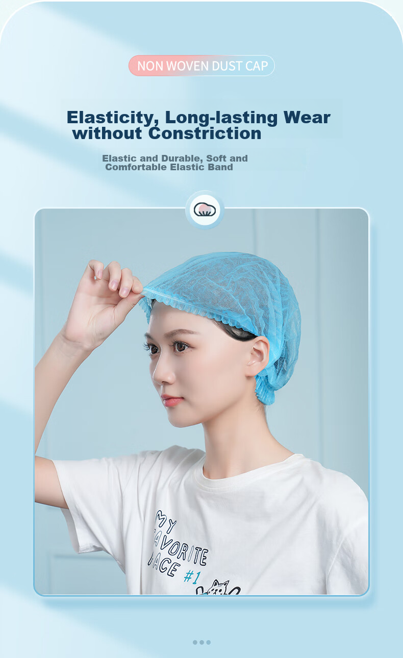Gongpinxing Disposable Head Cover, Dust-Free Cap Cover, Strip-Shaped Cap Isolation Cap, Blue, 100 Pieces Per Pack 4