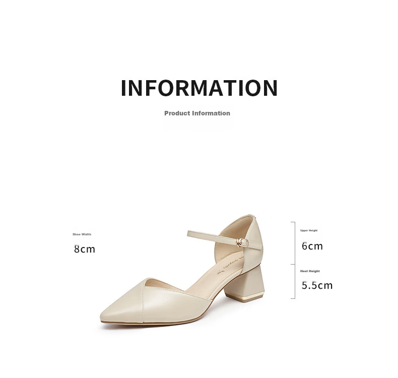 RED DRAGONFLY Pointed High Heels, Shallow Mouth Single-Strap Slingback Women's Shoes, Comfortable Pumps WFV23241 Beige 39 2