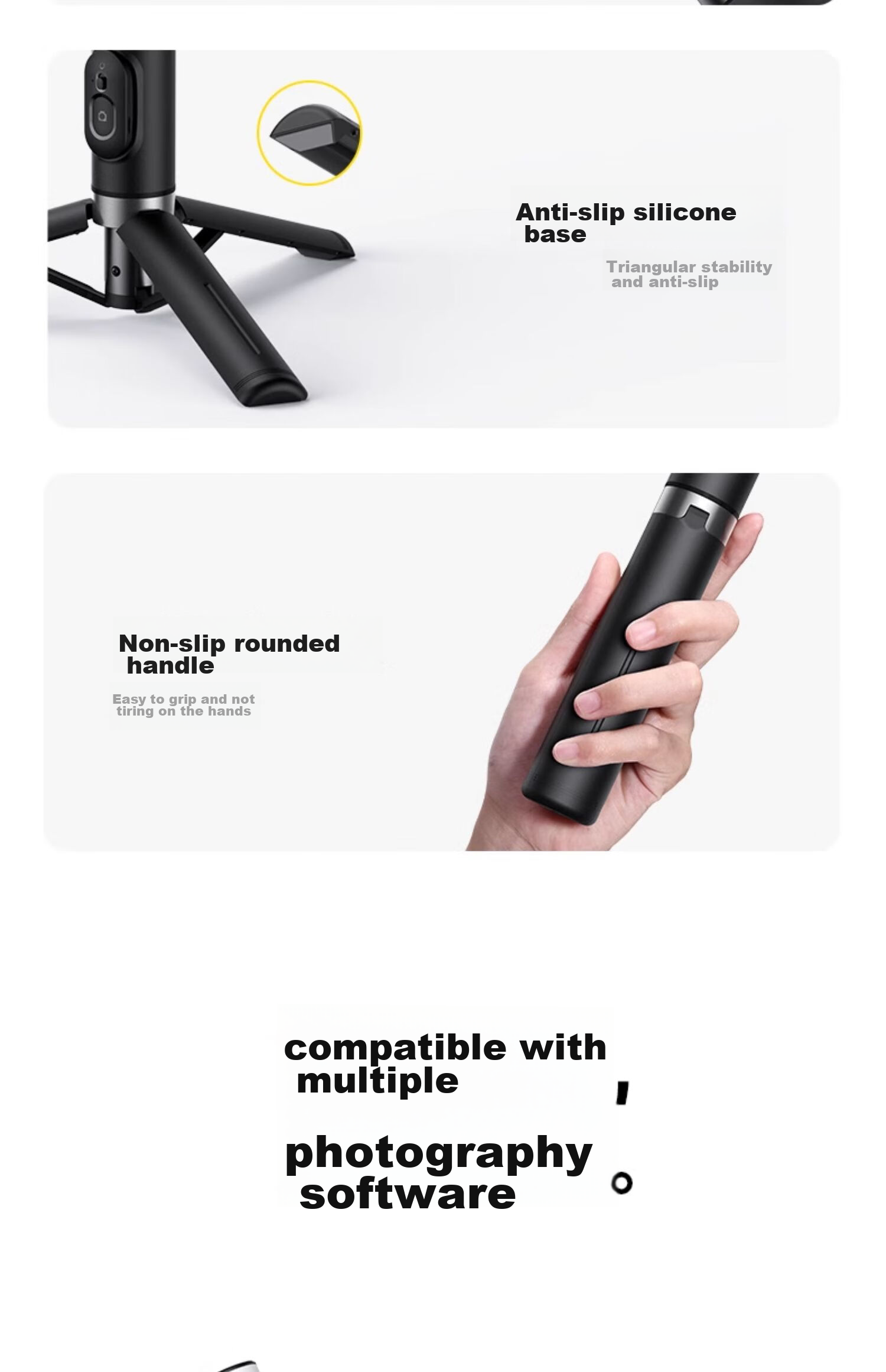 LINGCHEN Selfie Stick Tripod, Handheld Selfie Device, 360-Degree Rotation, Fully Automatic, Multifunctional, Anti-Shake, Phone Floor Stand, Outdoor Photography, Portable LC-Q12S Photography Handle 22