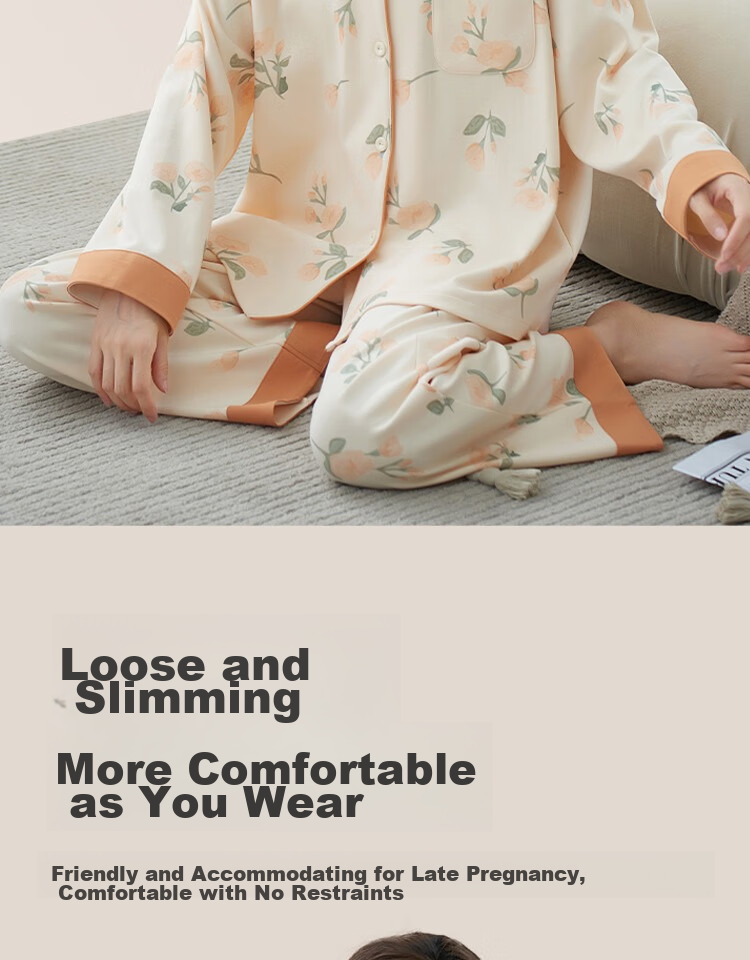 JOYNCLEON Maternity Pajamas, Soft And Breathable for Spring And Summer, Nursing Wear for Pregnant Women, Postpartum Loungewear, XL Jyz62756 8