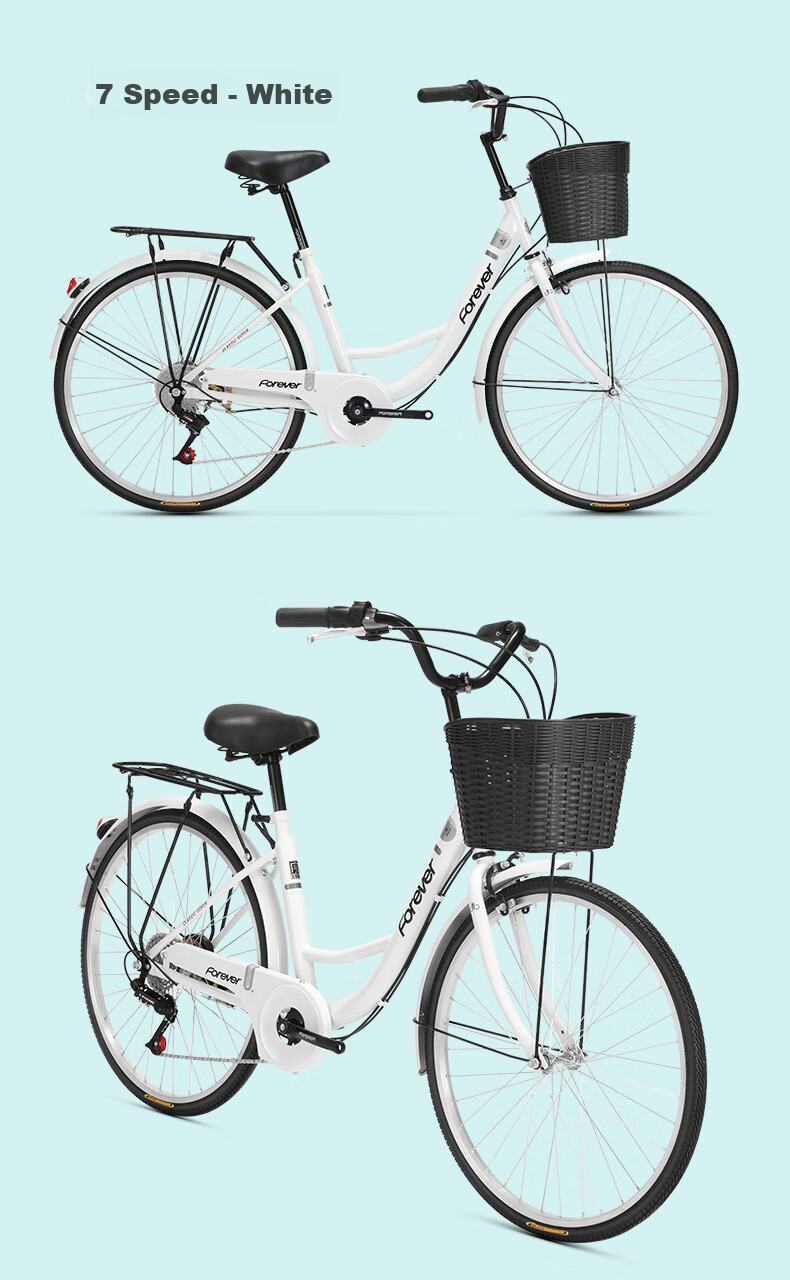 FOREVER City Commuter Bicycle, 26-Inch Solid Tire, for Adults, Men And Women, Children, Grocery Shopping, Commuting, Leisure City Bike, Black 15