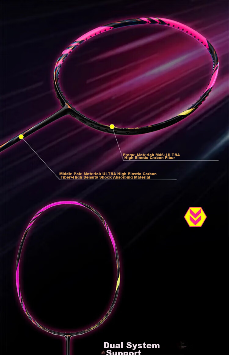 Li-Ning Badminton Racket, Zhanji 7000, Cyan Green Fluorescent Orange, 4U5 Unstrung Racket, Fully Balanced, AYPU013-4 6