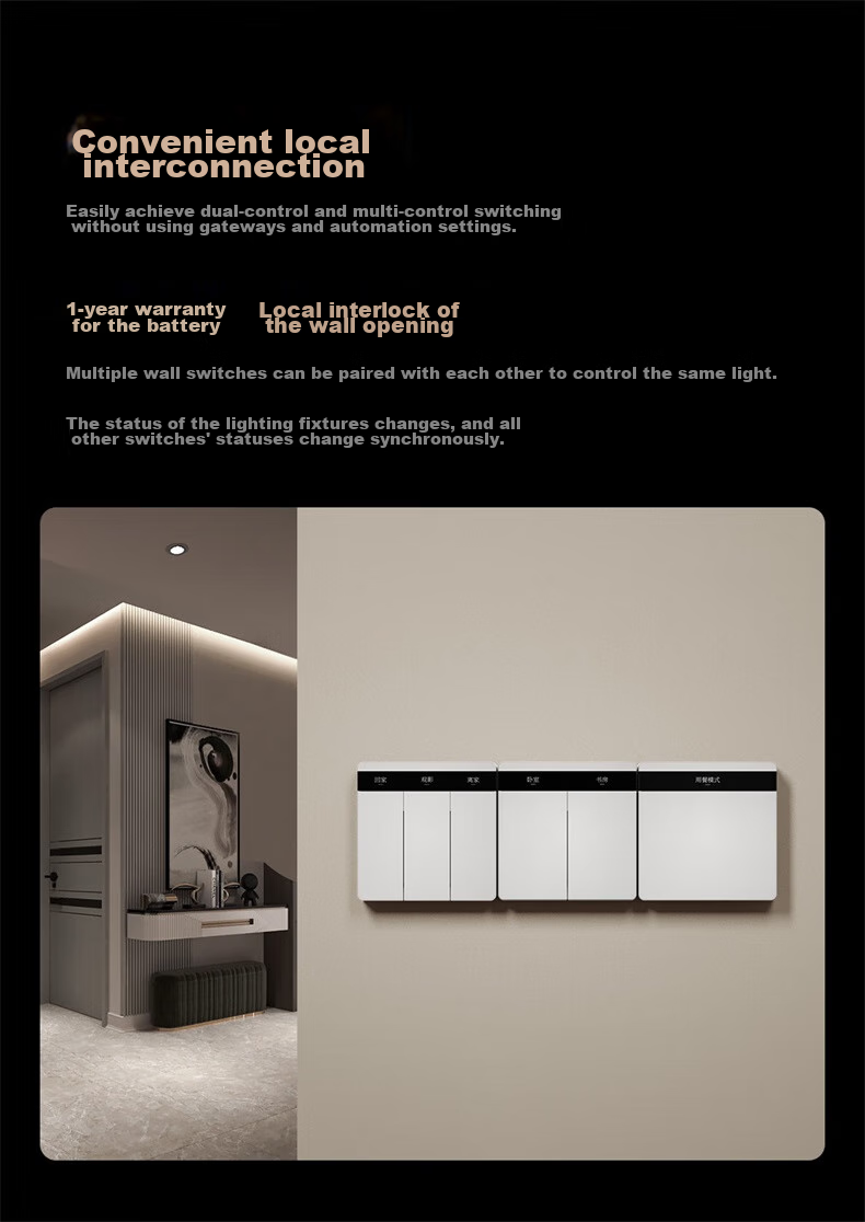 Linptech Smart Screen Switch E2 Lite Customizable Button Names Integrated with Mijia APP Zero Fire Three-Button White 8