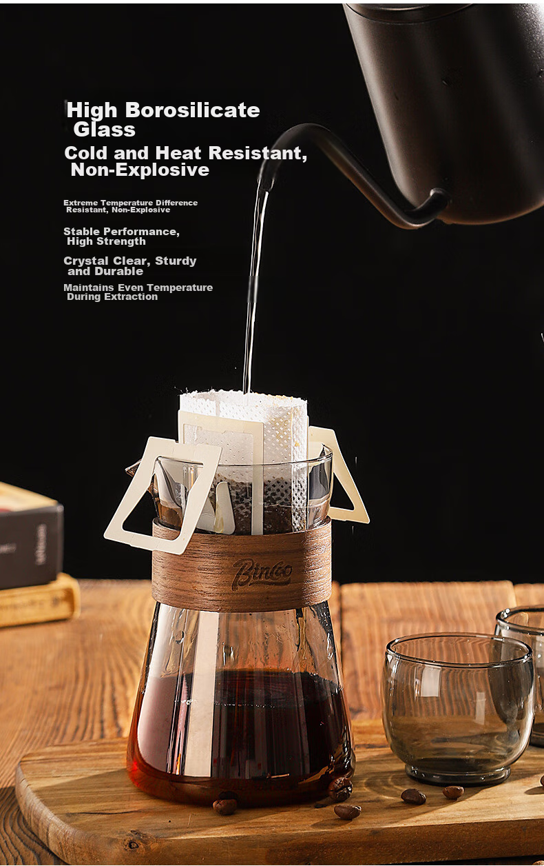 Bincoo Coffee Sharing Pot, Pour-Over Coffee Set, Glass Pot, Japanese-Style Drip Coffee Cup, Cold Brew Pot, Tasting Cup 4