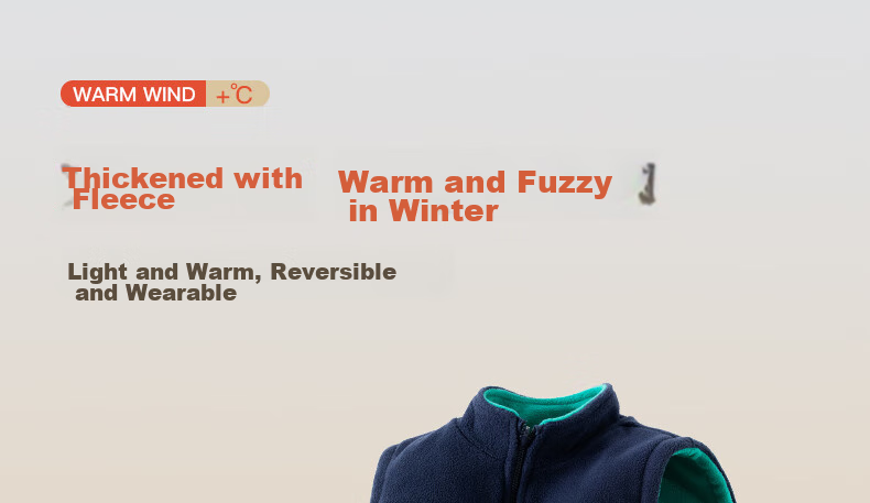 NUBIWU Children's Vest for Older Kids, Spring And Autumn Waistcoat, Boys' Fleece Vest, Double-Sided Wear, Boys' Sleeveless Jacket 1