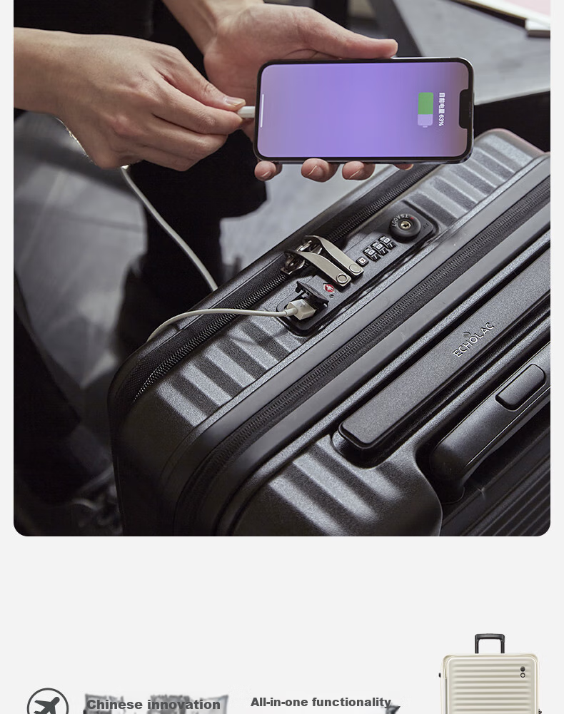 Echolac Front-Opening Luggage, Expandable Trolley Case, High-Quality TSA Travel Suitcase PC183F, 20 Inches, Milk Tea Gray 7