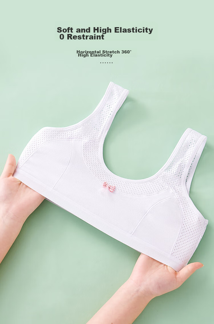 LangSha Children's Underwear, Girls' Vest, Mesh Sports Bra, Anti-Shock for Teenagers, Middle And High School Students in Puberty, White, Size L 3