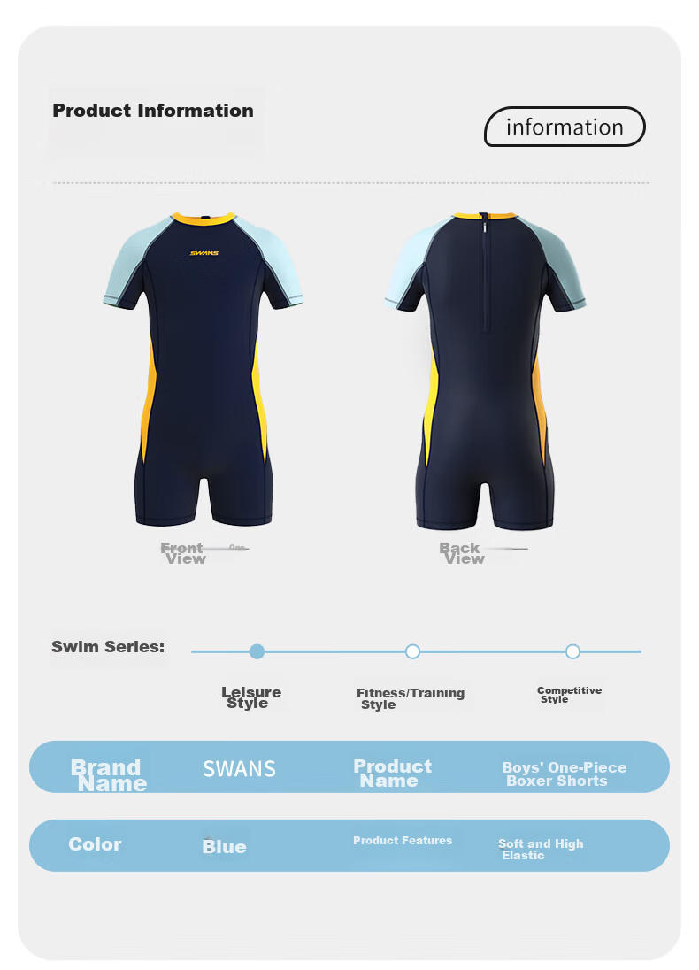 SWANS Children's Swimsuit, Boys' One-Piece Square-Leg Swimwear, Surfing Suit for Older Kids And Toddlers, Swimming Trunks, Size 140 13