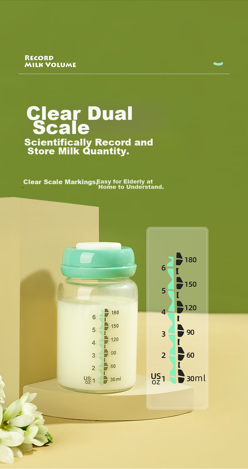 Xiaoyaxiang Glass Breast Milk Storage Bottle for Newborns, Wide Neck 180ml (Set of 2) 8