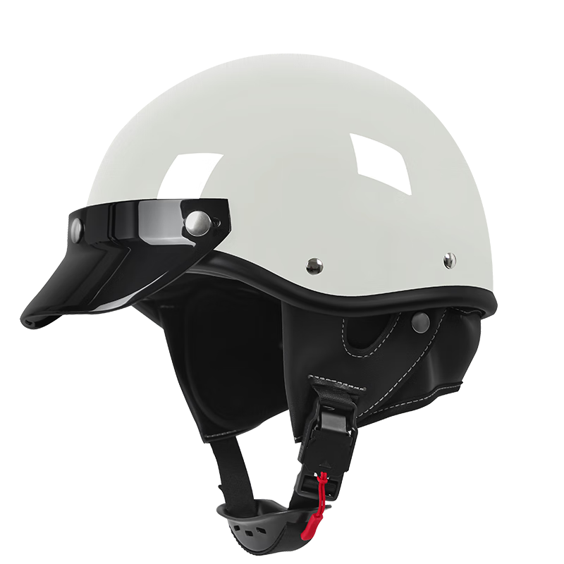 MYARMOR Motorcycle Helmet New National Standard Electric Vehicle 3C Certified Retro Half Helmet Unisex Four Seasons Universal Personalized Motorbike Safety Helmet L(59-60) Khaki White