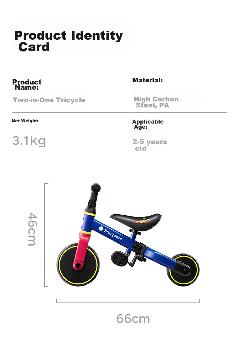 Babycare Children's Tricycle, Baby Balance Bike, Multifunctional Two-In Learning And Gliding Bike for Ages 1-5, Luola Red 11