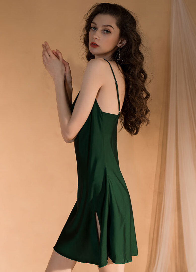 MAOHUO Ice Silk Sleepwear Set for Women, Faux Silk Nightgown with Spaghetti Straps And Collar, High-End Luxury Loungewear Gift Box Set 13