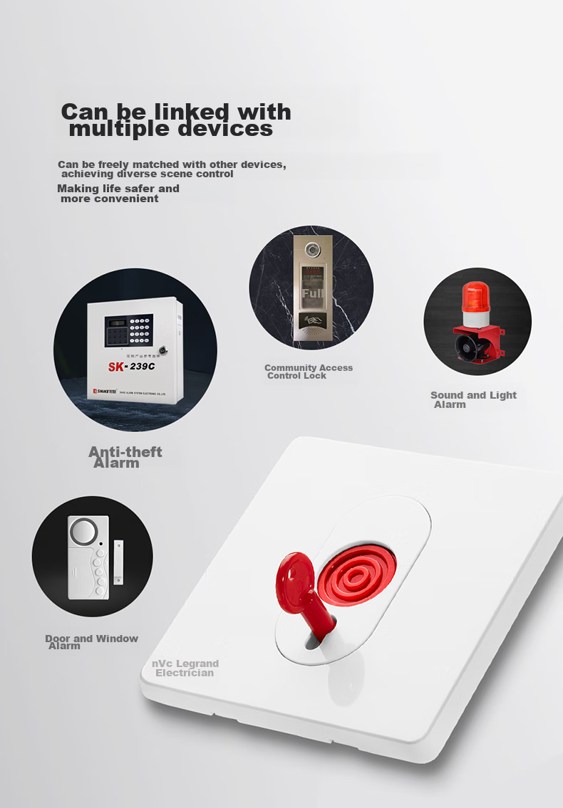 NVCleishidiangong Switch Panel, Emergency Call Alarm Switch, Anti-Theft Alarm Panel, Glazed White 10