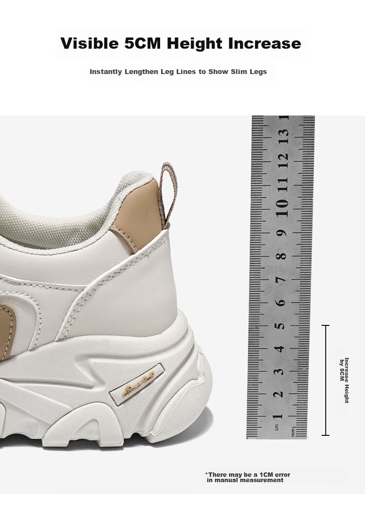 TonLion Women's Shoes, Summer Thick-Soled Dad Shoes, Korean-Style Women's Footwear, Female Student Sports White Sneakers 9
