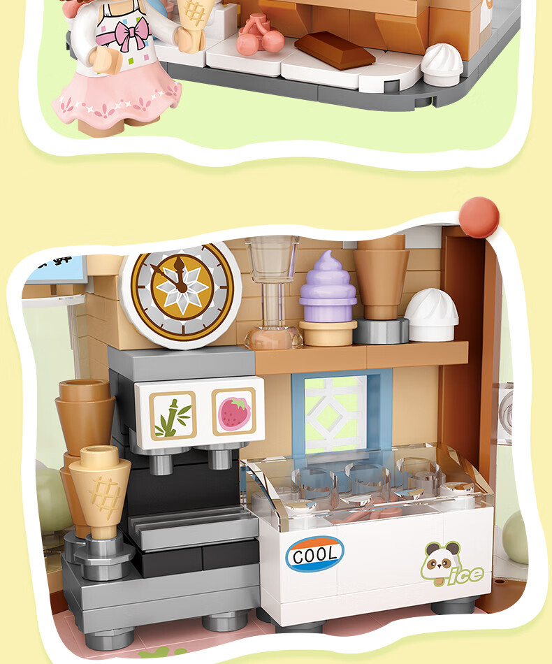 Loz Building Blocks, Panda Street View Store, Boys And Girls Children's Mid-Autumn Festival Gift, Gift 1380 Ice Cream House 5