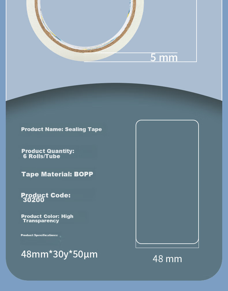 Deli Premium Yellow Packing Tape 60mm*100m*50μm 5 Rolls Per Tube 33978 Express Packaging Large Roll Tape 15