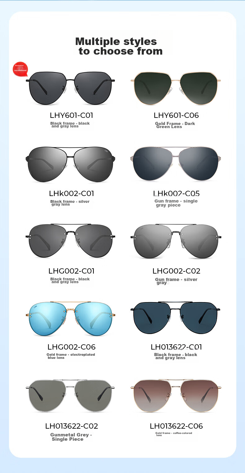 LOHO Polarized Sunglasses for Men And Women, Driving-Specific Aviator Sunglasses, Fishing UV Protection New Model 11
