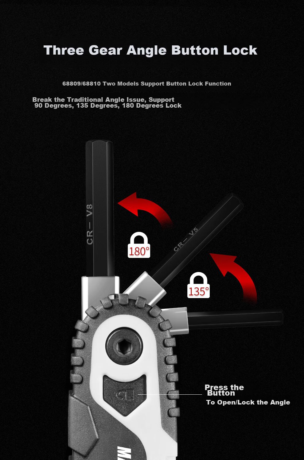 MASTERPROOF Folding Hex Key Set, Foldable Flat-Head Metric T-Shaped Hex Key, Bicycle Repair Tool 4