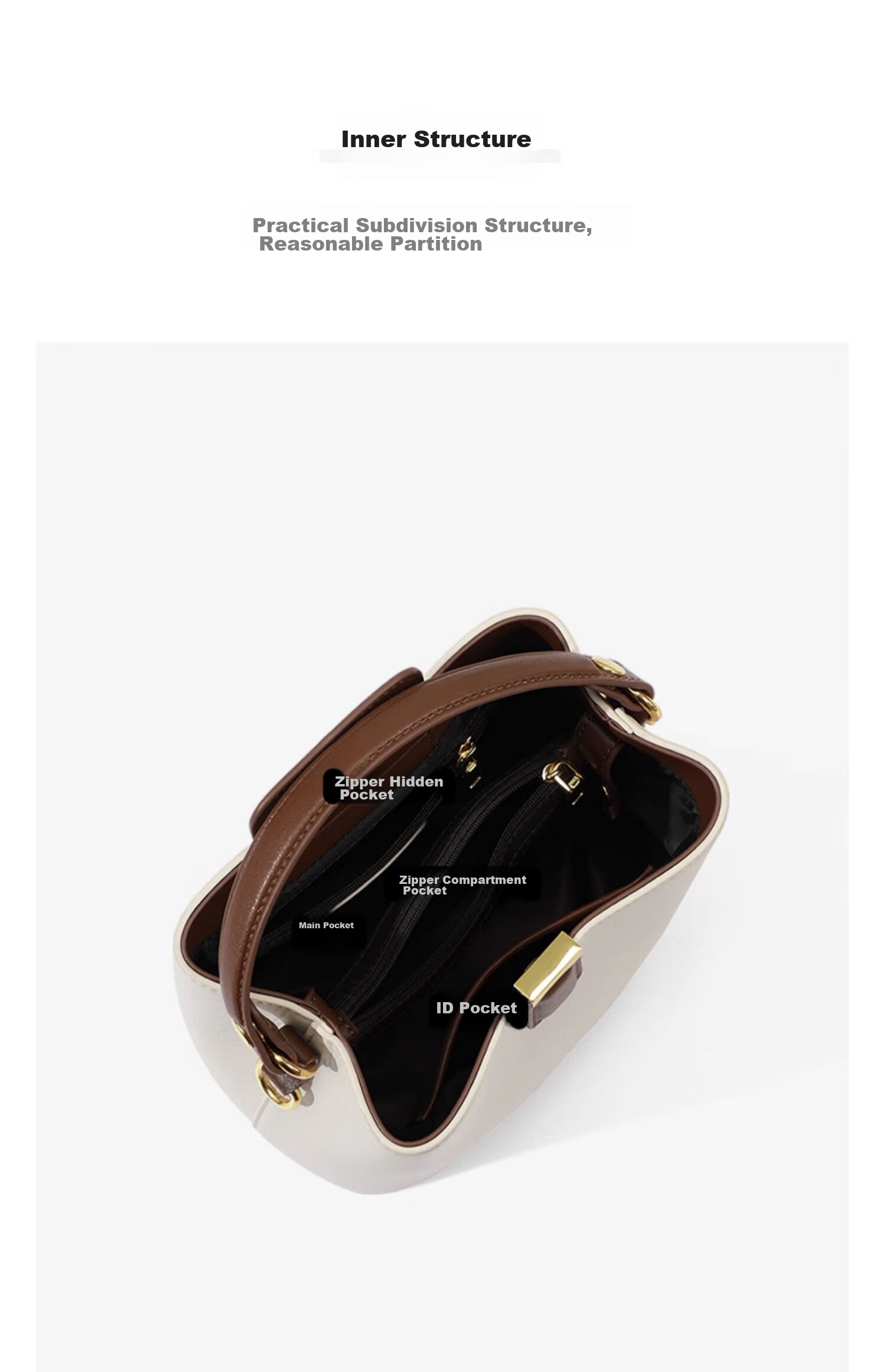 Viney Leather Handbag, Women's Brand Bucket Bag, Light Luxury Shoulder Crossbody Bag, Practical Birthday And Mother's Day Gift for Mom 12