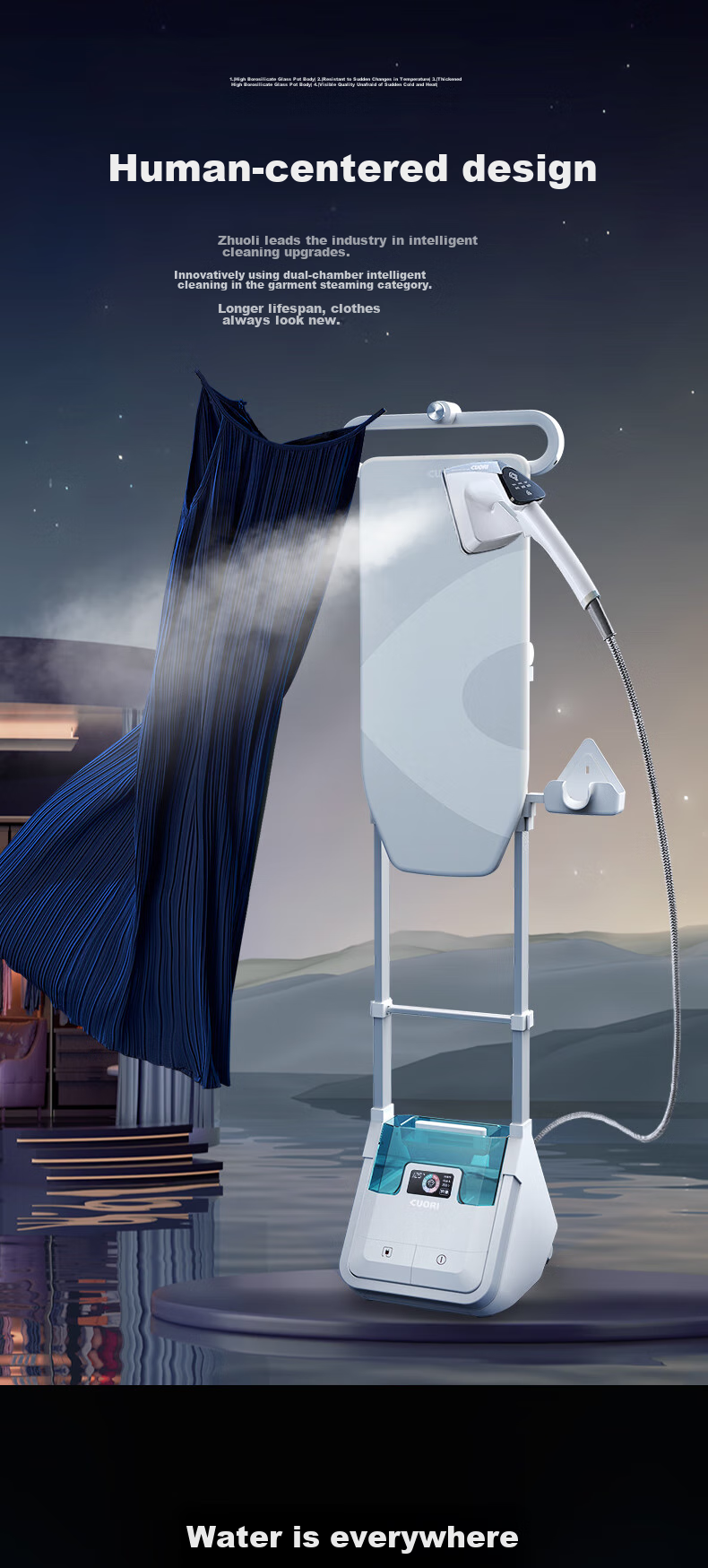 CuoRi High-End Upright Garment Steamer, 180g/min Dry Steam, 2.5L Water Tank [32nd Anniversary Edition], Home Garment Steamer, Dual Boiler, Pressure-Boosting Steam Iron G5Plus 2