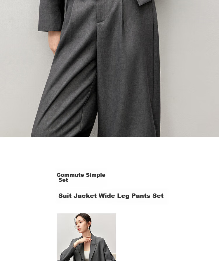 Sentubila Professional Interview Suit Set for Women, Spring And Autumn Style, Formal Wear, High-End Small Suit Outfit, Complete Set, Gray, S 2