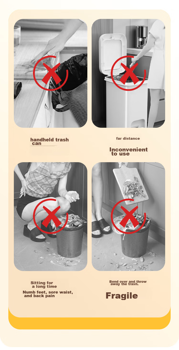 Jiabangshou Kitchen Trash Can, 8L, Household, Internet-Famous, Cabinet Door-Mounted, Wall-Hanging, Bathroom Storage, Wastebasket, Foldable Desig 3