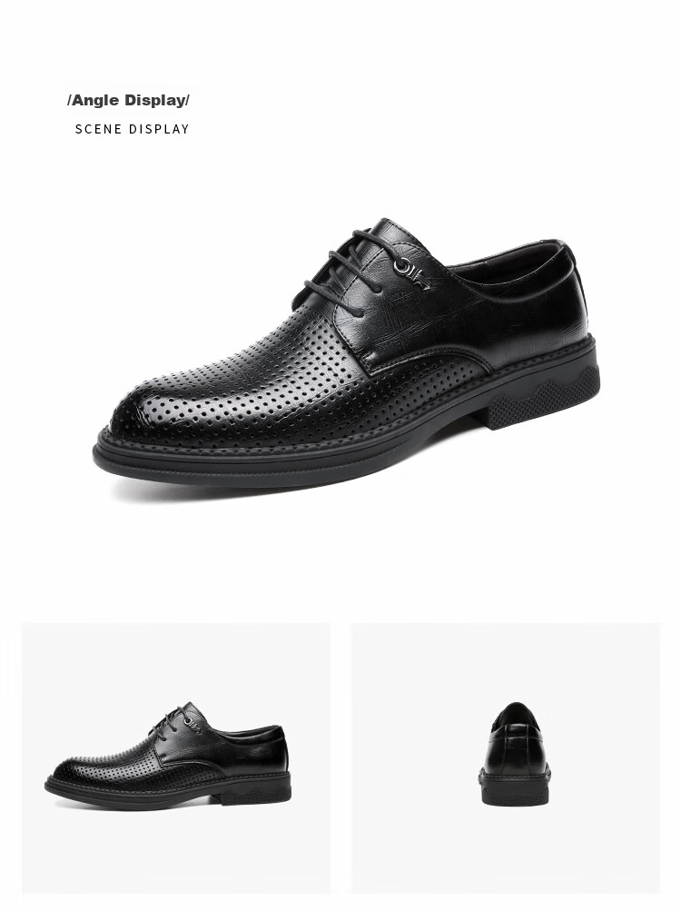 CARTELO British Trendy Plaid Formal Shoes for Men, Business Leather Shoes, Soft Cowhide Low-Top Men's Shoes 9541 Black 38 18
