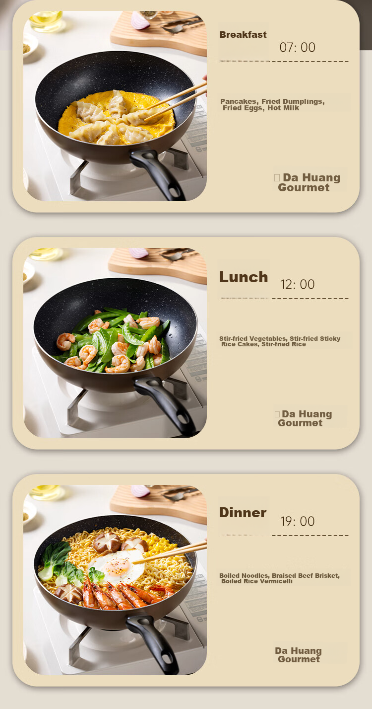 COOKER KING Non-Stick Wok, Japanese-Style Cast Iron, Easy to Clean, Low Smoke, Flat Bottom Frying Pan, 28cm, Compatible with Induction Cookers, B49780 8