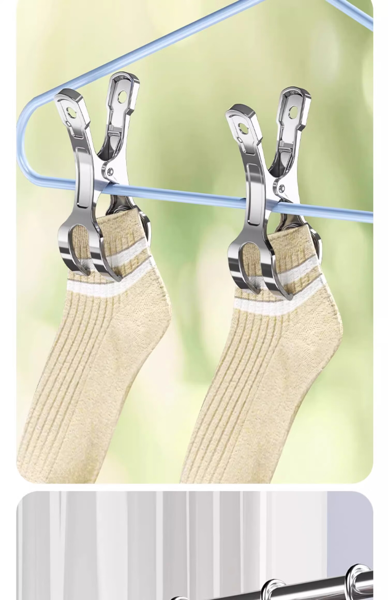 MUYA Stainless Steel Windproof Clothes Pegs Large Clips for Hanging Quilts and Clothes, 6-Pack 16