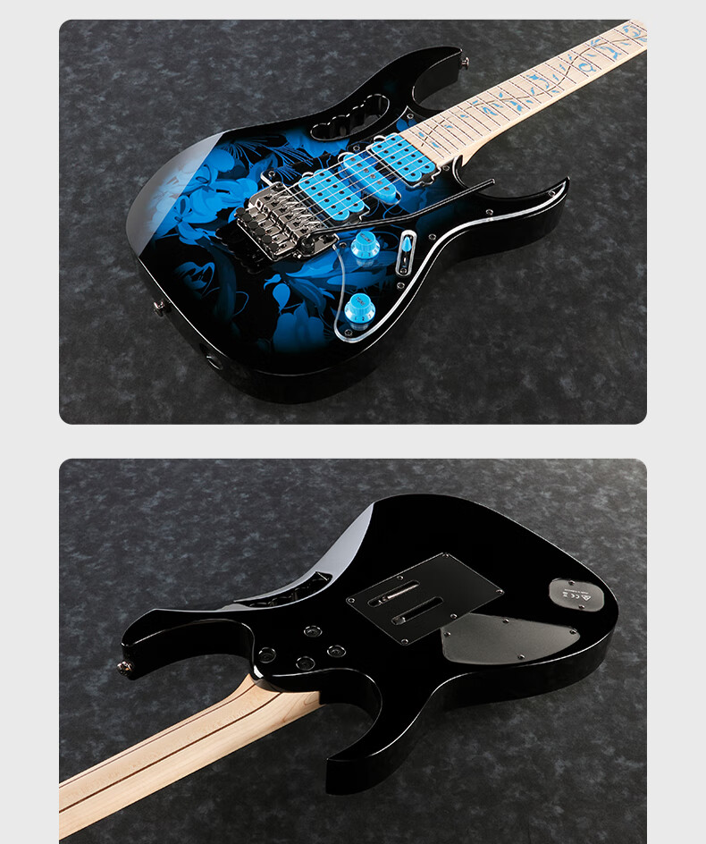 IBANEZ JEM77P Electric Guitar for Female Beginners, Blue Floral Pattern BFP, Video Lessons, Good Sound Quality, Back-To Seaso 5