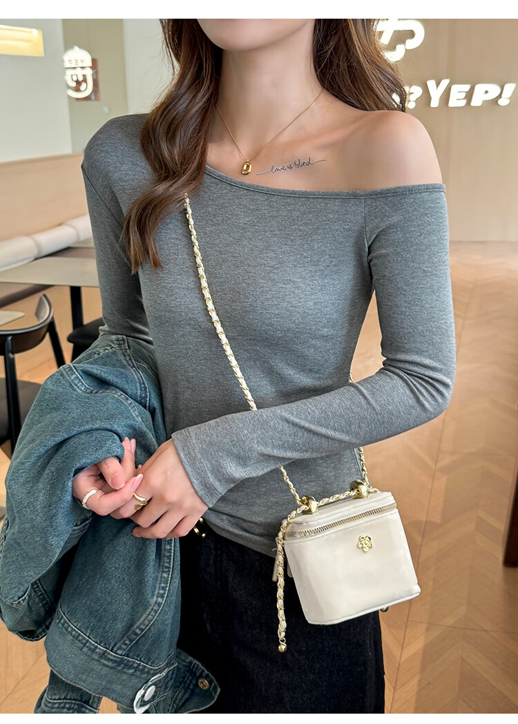 TUCANO Ribbed Base Layer Women's Raglan Slim-Fit Inner Wear, Pure Desire Long-Sleeve T-Shirt, Exposed Shoulder Hot Girl Top, Black, S 6