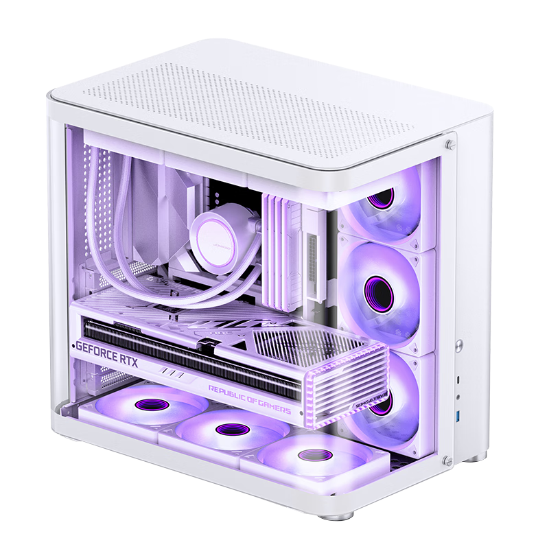 JONSBO TK-2 White, Curved Panoramic ATX Case (Aluminum Alloy Shell, Dual 360mm Radiator Support, ATX Power Supply, 9 Fan Positions, Type-C Gen2)