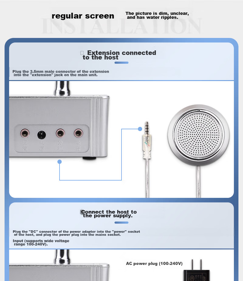 Deshun Window Two-Way Intercom DS-1908 Metal Round Speaker for Bank, Hospital Counter, Station, Post Office Windows, Specialized Intercom Microphone Amplifier 11