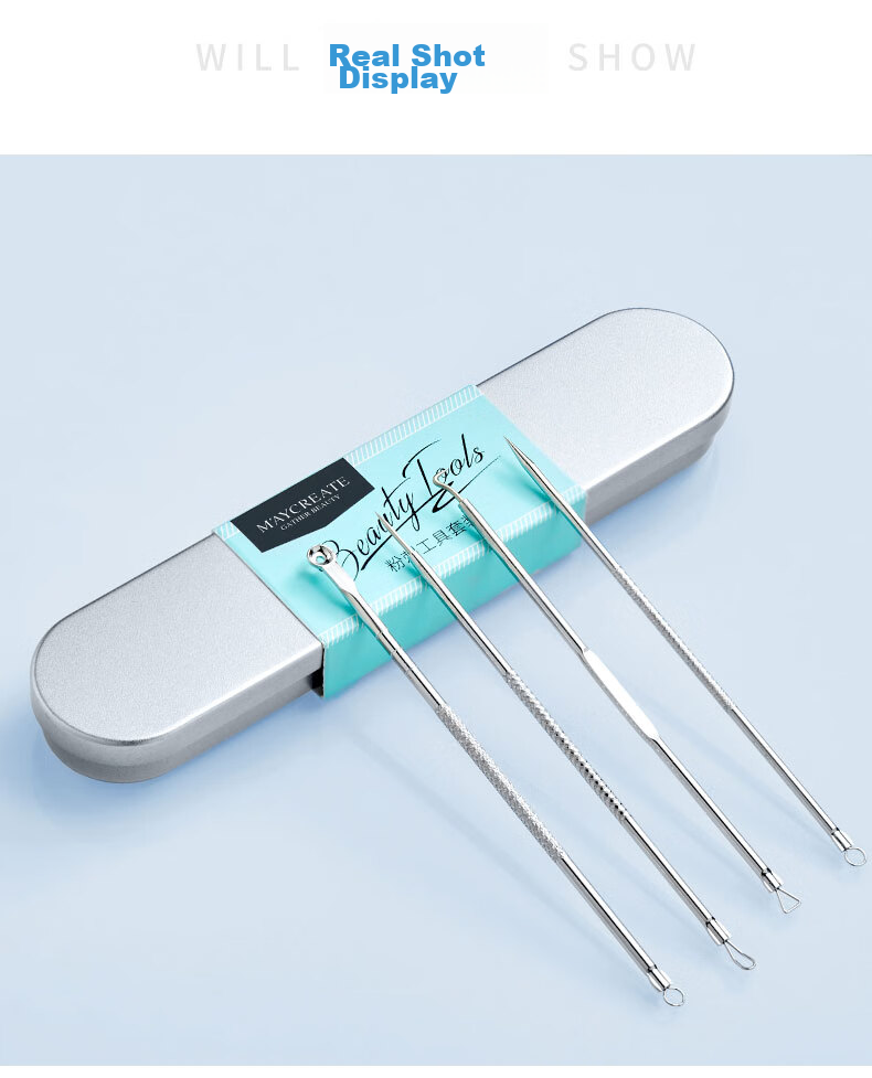 Jianmeichuangyan Double-Ended Stainless Steel Blackhead Extractor Set, 7-Piece Kit, Acne Removal Tool, Pimple Popper, Comedone Remover, Cell Extractor 7