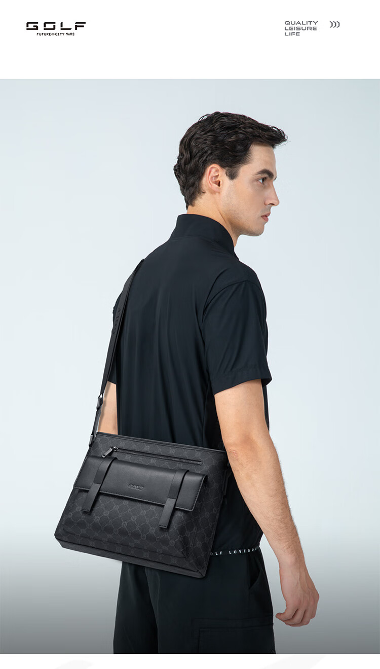 GOLF Shoulder Bag, Men's Crossbody Bag, Large Capacity IPad Pro Phone Bag, Water-Resistant Business Commuter Bag for Me 4