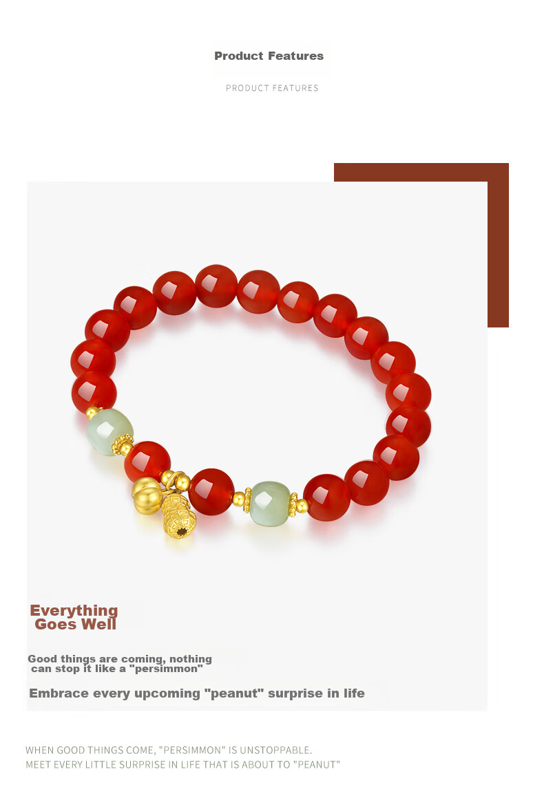 CHOW TAI SENG, Good Things Happen Red Agate Bracelet Silver Bracelet for Women, 2026 New Style, Zodiac Year Gift for Ladies, Birthday Present 4