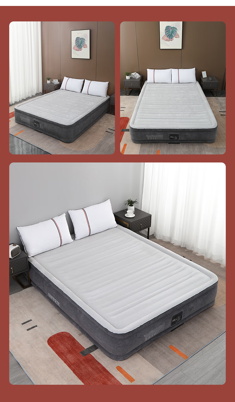 INTEX Built-In Electric Pump Single-Person Large Automatic Inflatable Mattress for Car, Home Nap, Outdoor Folding Bed 766 with 1 Pillow 13