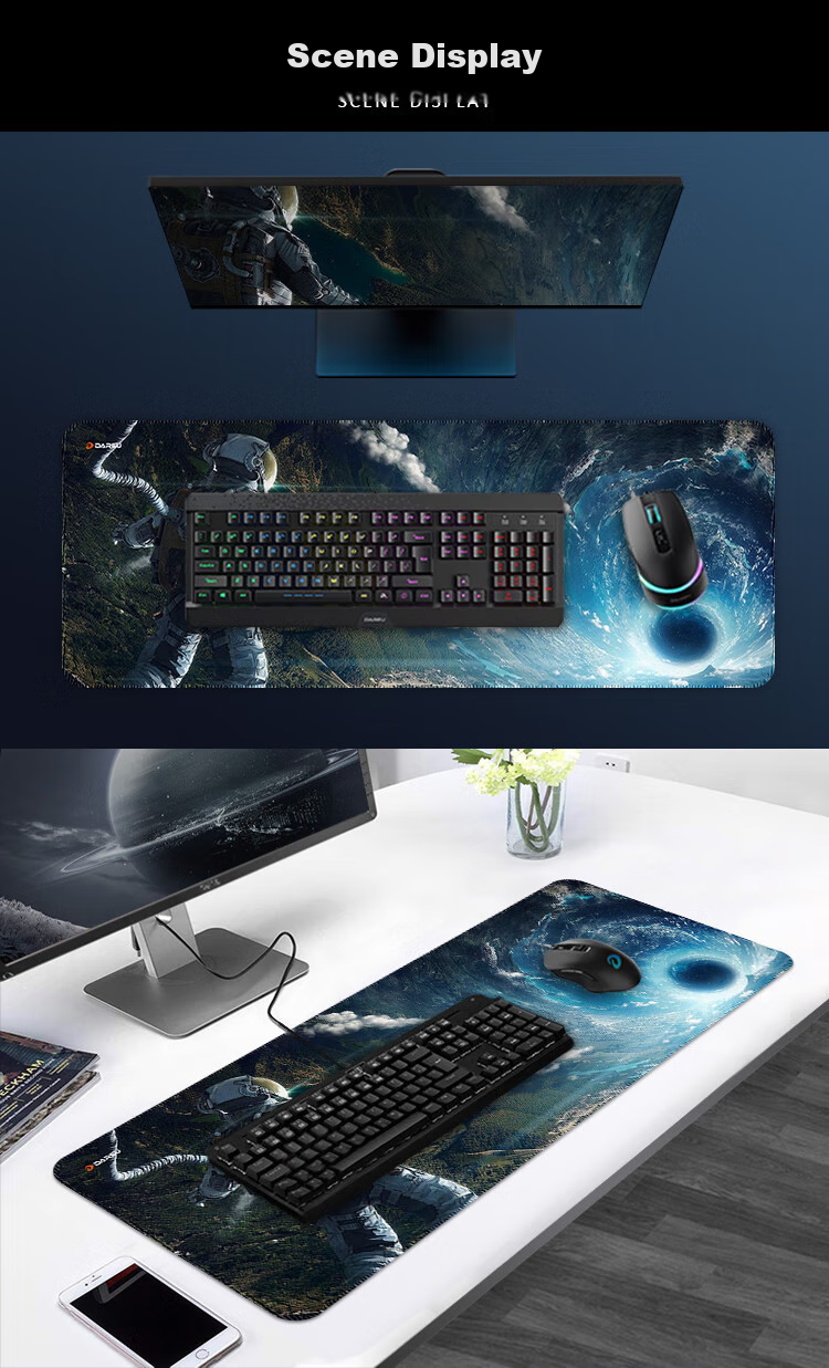 DAREU Gaming Mouse Pad, FPS Smooth Thickened Precision Edge-Locked, Computer Keyboard Office Extra Large Desk Mat, Astronaut Design 800*300*3mm, VALORANT 6